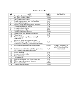troškovi školarine i drugih usluga koje Univerzitet u Bihaću