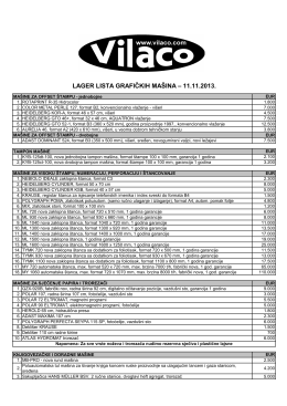 Lager lista grafičkih mašina - 11.11.2013. - Adobe - VILA-CO