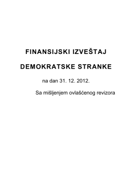 Финансијски извештај Демократске странке, на дан 31. 12. 2012.
