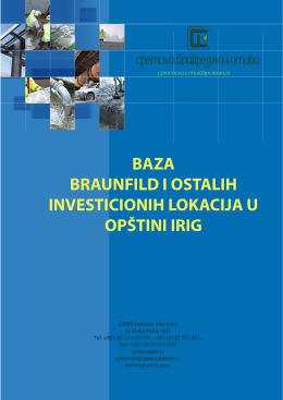 baza braunfild i ostalih investicionih lokacija u opštini irig