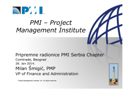 Уводна презентација о PMI огранку Србија и начину полагања