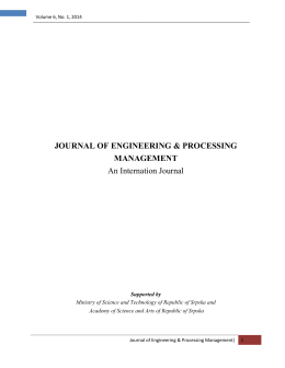 JOURNAL OF ENGINEERING & PROCESSING MANAGEMENT