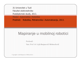 Mapiranje u mobilnoj robotici p j j - Vanr.prof.dr. Lejla Banjanović