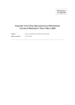 inquiry into the macedonian orthodox church property trust bill 2010
