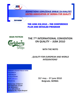THE 7TH INTERNATIONAL CONVENTION ON QUALITY – JUSK 2010