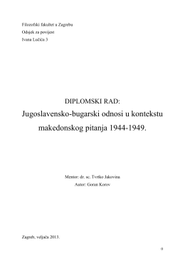 Diplomski rad Jugoslavensko-bugarski odnosi u kontektstu