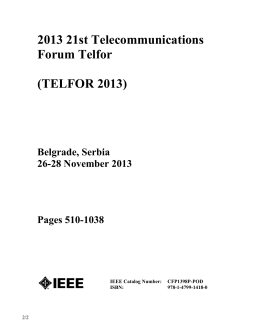2013 21st Telecommunications Forum Telfor