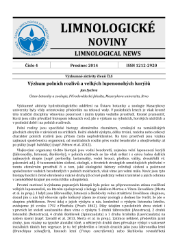 Limnologické noviny č. 4/2014 - Česká limnologická společnost