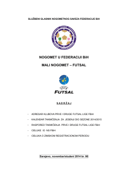 Adresar Prve i Druge futsal lige FBiH novembar/studeni 2014.