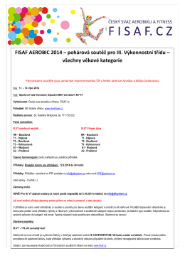 FISAF AEROBIC 2014 – pohárová soutěž pro III