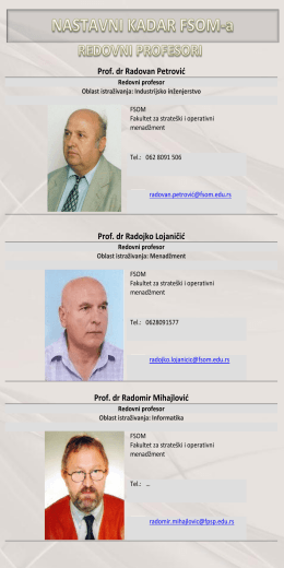 Prof. dr Radovan Petrovid Prof. dr Radojko Lojaničid Prof. dr