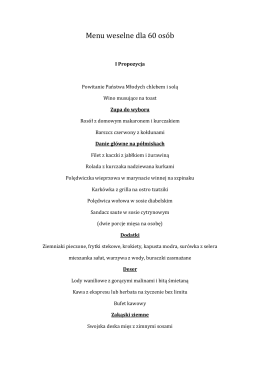 Przykładowe menu weselne dla 60 osób - pdf