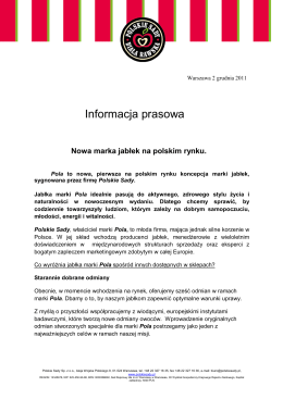 Informacja prasowa firmy Polskie Sady - Fresh