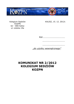 komunikat nr 2/2012 kolegium sedziów kozpn