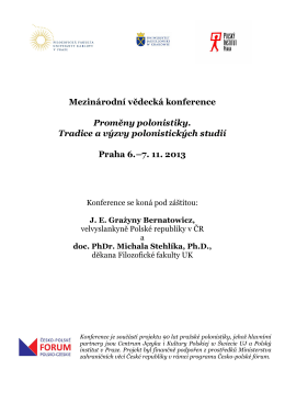 Program konferencji - Praga 6–7. 11. 2013