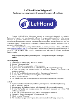 LeftHand Pełna Księgowość Zautomatyzowany import transakcji