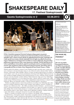 shakespeare daily - Festiwal Szekspirowski
