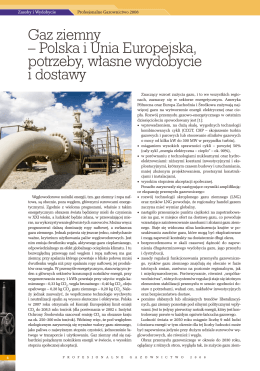Gaz ziemny – Polska i Unia Europejska, potrzeby, własne
