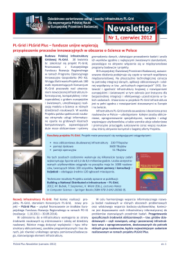 Newsletter PLGrid Plus - pierwsze wydanie - Infrastruktura PL-Grid