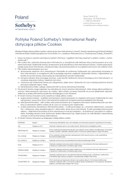 Polityki Cookies - Poland Sotheby`s International Realty