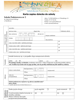 formularza zapisu dziecka - Szkoła Podstawowa nr 2 w Myśliborzu