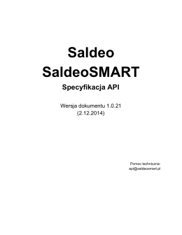 Specyfikacja API SaldeoSMART