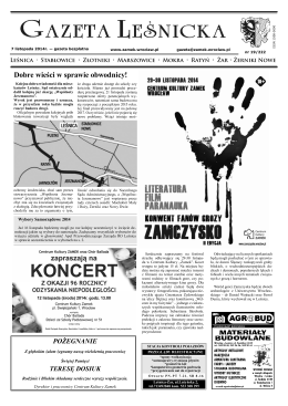 Gazeta Leśnicka, 7 listopada 2014