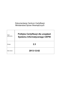 Polityka Certyfikacji dla urządzeń Systemu Informatycznego CEPiK