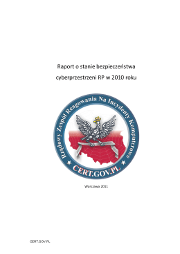 Raport o stanie bezpieczeństwa cyberprzestrzeni RP w - CERT-u