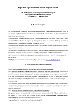 Regulaminu rejestracji - XVII Ogólnopolska Konferencja Sekcji