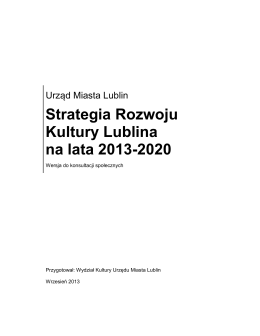 Strategia Rozwoju Kultury Lublina na lata 2013
