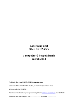 Záverečný účet Obce Brezany za rok 2014