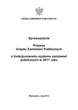 Sprawozdanie Urzędu Zamówień Publicznych za 2011 r.