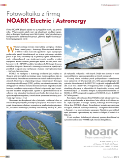Fotowoltaika z firmą NOARK Electric i Astronergy