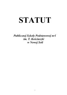 Statut Szkoły - PSP nr 1 Nowa Sól