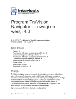 Program TruVision Navigator — uwagi do wersji 4.0