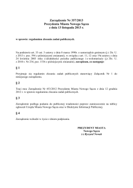 Zarządzenie Prezydenta Miasta Nowego Sącza Nr 357/2013/VI z