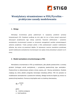 Wentylatory strumieniowe w FDS/PyroSim – praktyczne zasady