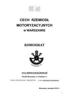 Komunikat Cechu - WRZESIEŃ 2013