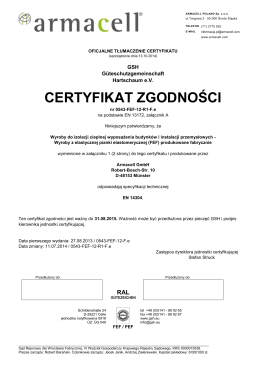 Tłumaczenie Certyfikatu Zgodnośći FEF class
