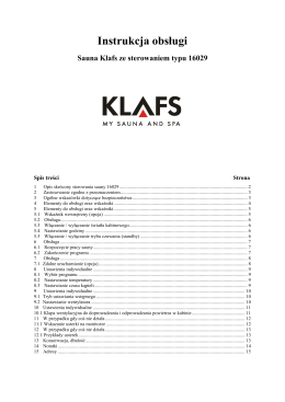 Instrukcja obsługi Klafs SaunaPUR z sterowniiem typu 16029