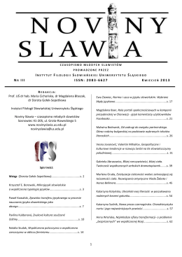NR III ISSN: 2083-6627 2013 - NOVINY SLAWIA