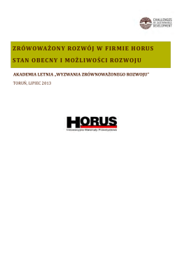 Zrównoważony rozwój w firmie Horus