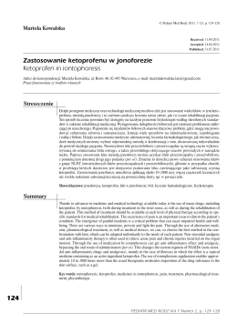 124 Zastosowanie ketoprofenu w jonoforezie Ketoprofen in
