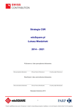 Strategia CSR eduSquare.pl Łukasz Miedziński 2014 – 2021