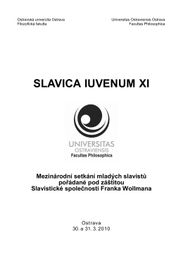 SLAVICA IUVENUM XI - Ostravská univerzita v Ostravě
