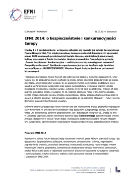 EFNI 2014: o bezpieczeństwie i konkurencyjności Europy
