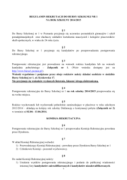 regulamin rekrutacji do bursy szkolnej nr 1 na rok szkolny 2014/2015
