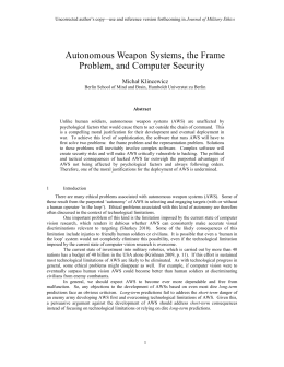 Autonomous Weapon Systems, the Frame Problem, and Computer