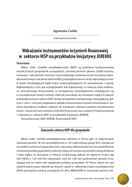 Agnieszka Ćwikła, Wdrażanie instrumentów inżynierii finansowej w